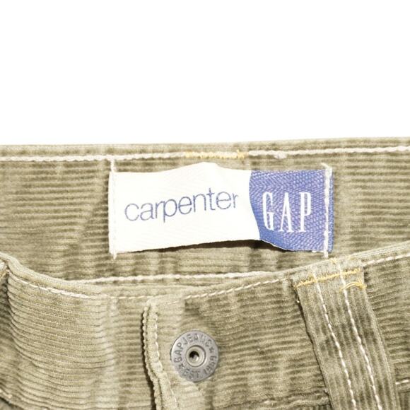 Vintage GAP Carpenter Corduroy Work Pants Olive Green Y2K Utility Style - Picture 6 of 10